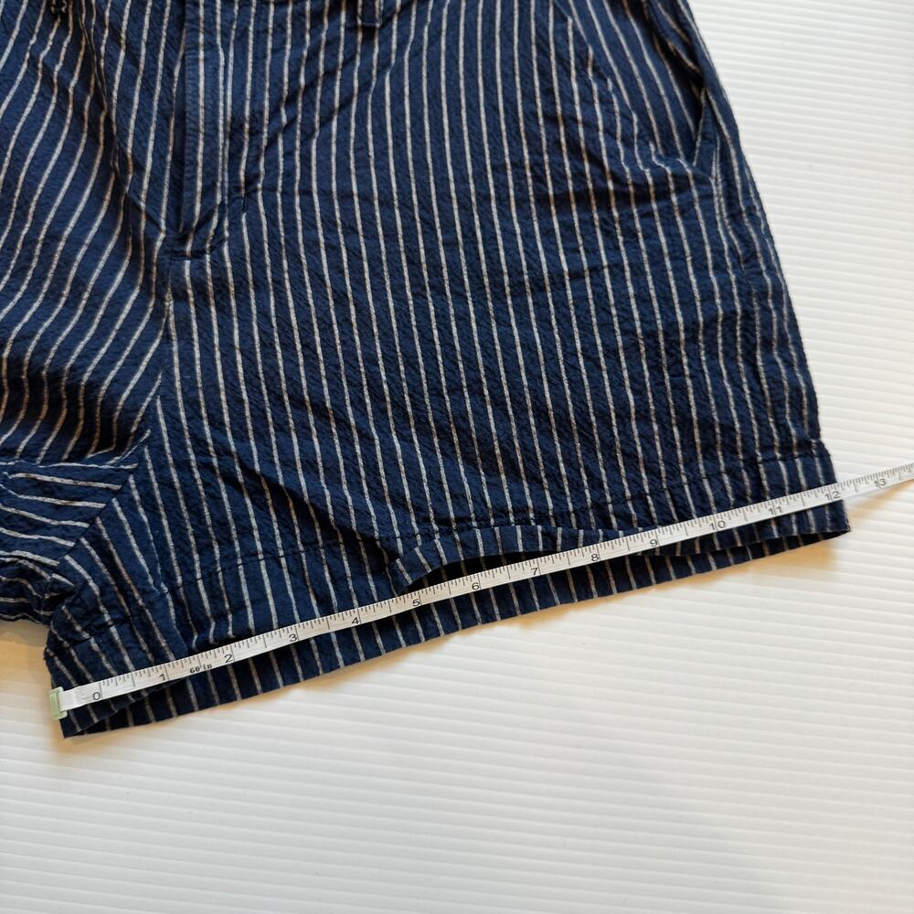 L'AGENCE Jameson High Rise Shorts Size 28 Navy Stripe Seersucker Cotton Linen - Picture 9 of 16